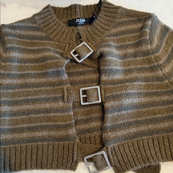Zara Brown Striped Sweater with Buckles - Picture 3 of 8